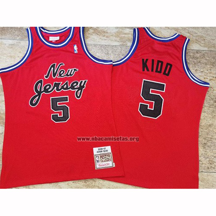 Camiseta Brooklyn Nets Jason Kidd NO 5 Hardwood Classic Throwback Rojo